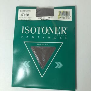 Isotoner Pantyhose Control Top Silky Sheer Sandalfoot Size 2 Nylons Taupe VTG C1